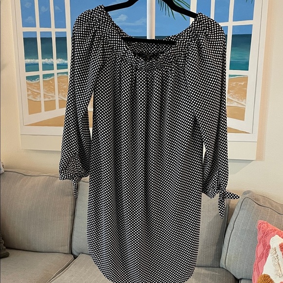 Express Dresses & Skirts - Express Black and White Polka Dot Long Sleeve Dress